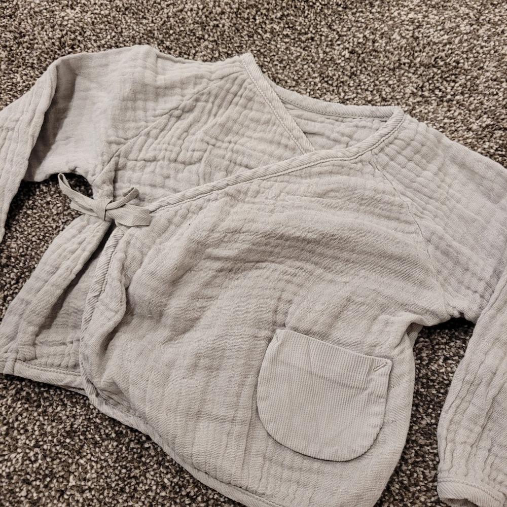 Snug Baby Organic Cotton Wrap Kimono Top 3 Months Grey